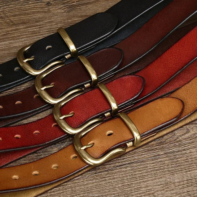 Men's Genuine Leather Dress Belt – Brass Buckle