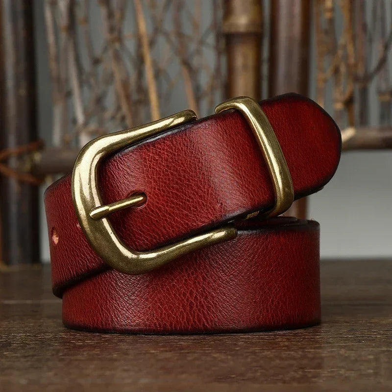 Men's Genuine Leather Dress Belt – Brass Buckle