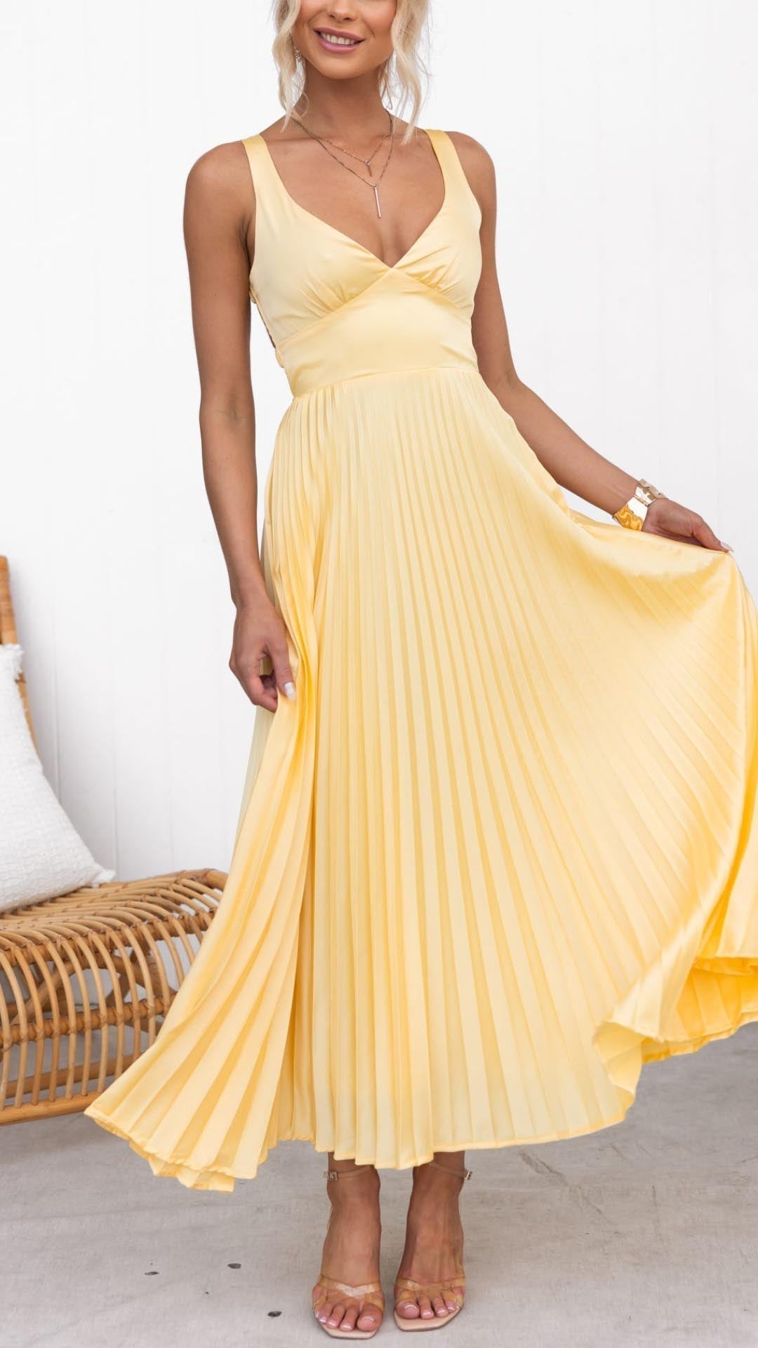 Pleated Maxi Dress – Women's Wedding Guest Dress