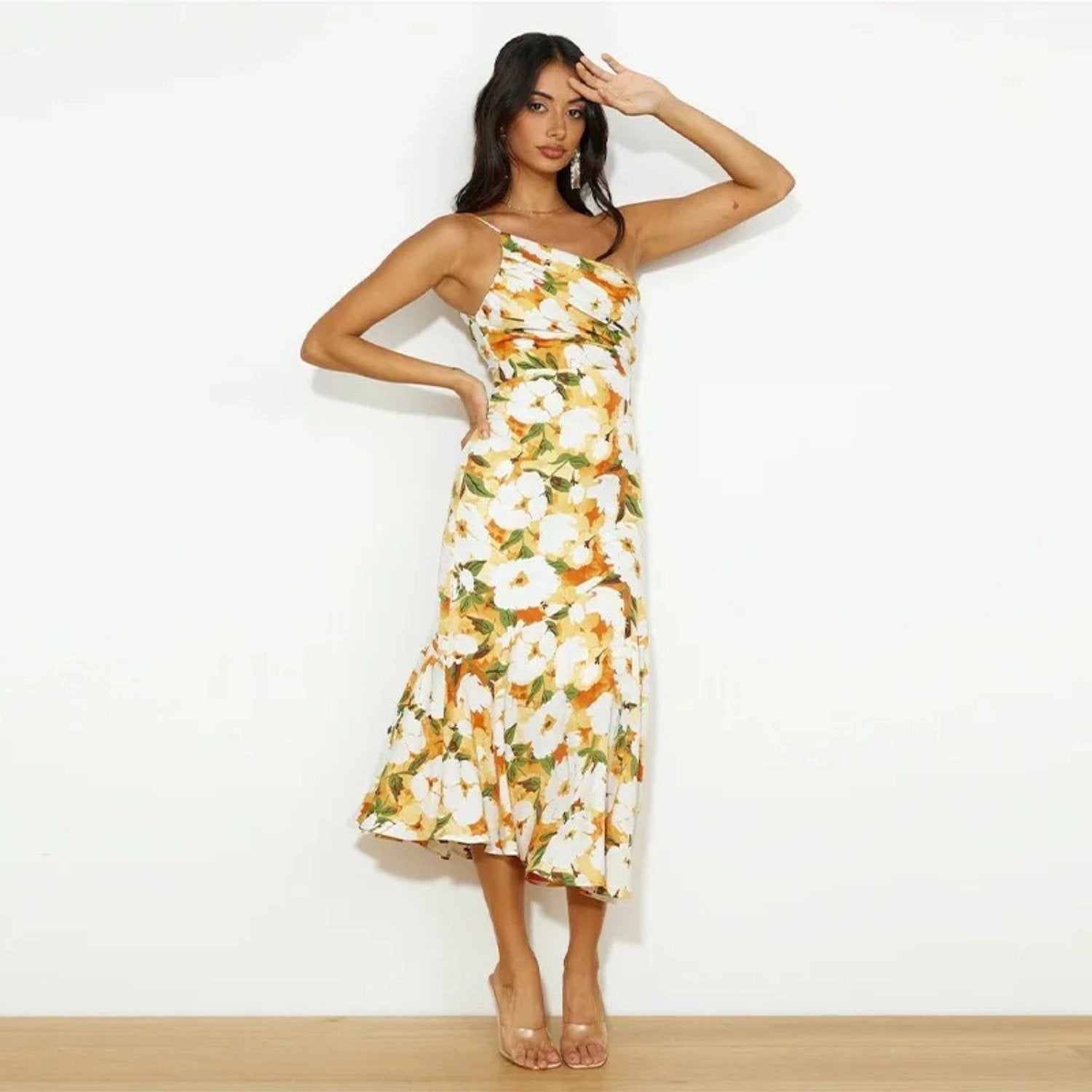Floral One-Shoulder Maxi Dress – Women's Summer Dress