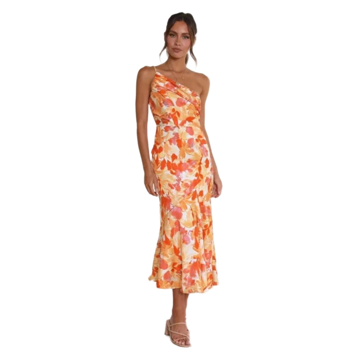 Floral One-Shoulder Maxi Dress – Women's Summer Dress
